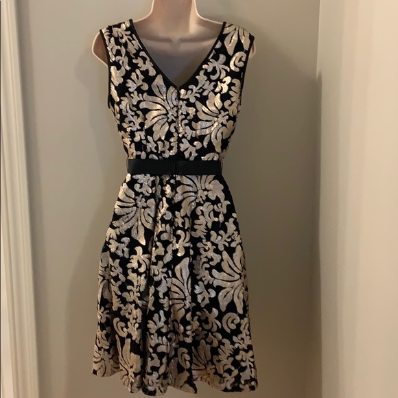 Betsy Adams black dress with gold sequins size 4 - Picture 5 of 8